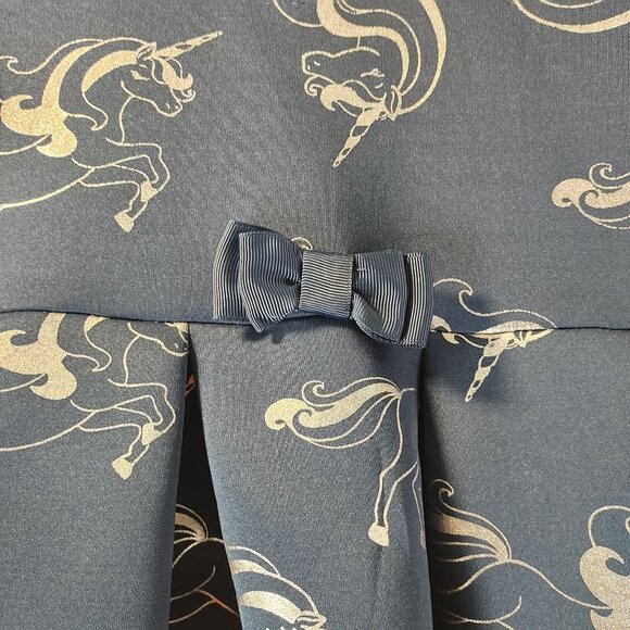 Wonder Nation Girls Dress Size 7 Blue Unicorn Print Sleeveless Bow Pleated Hem - Picture 7 of 13